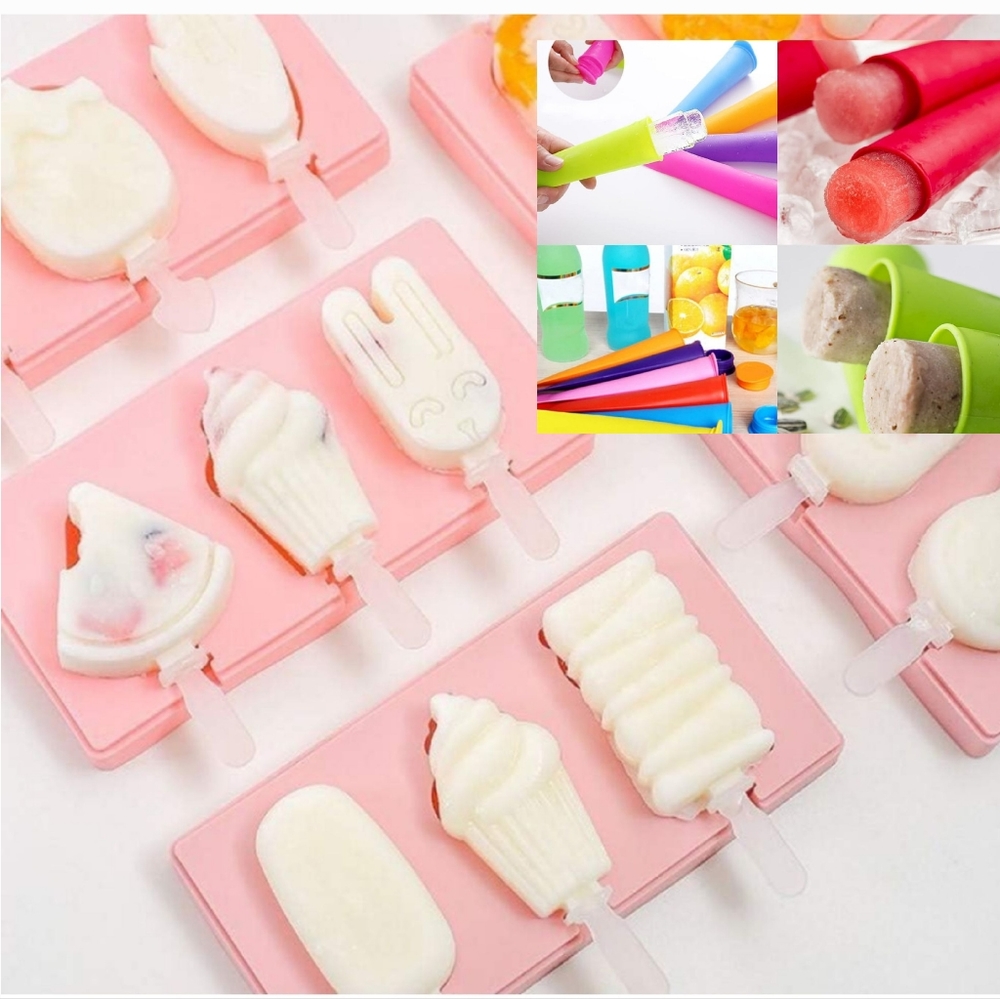 9 pcs Popsicle Molds, 3 PINK and 6 multi color.